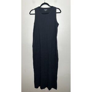 Lands End Women's Black Sleeveless Long Maxi Dress Pockets Size Small 6/8